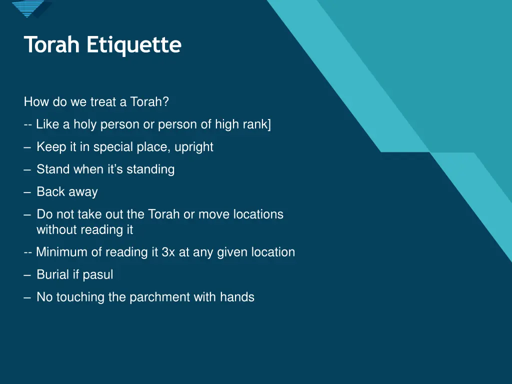 click to edit master title style torah etiquette