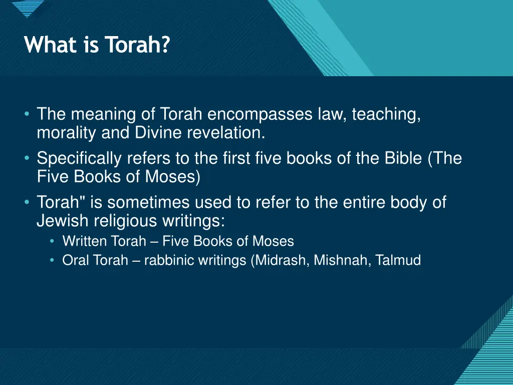 click to edit master title style what is torah