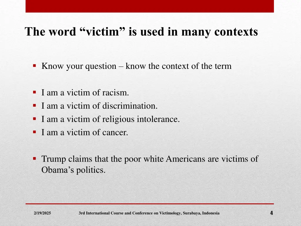 the word victim is used in many contexts