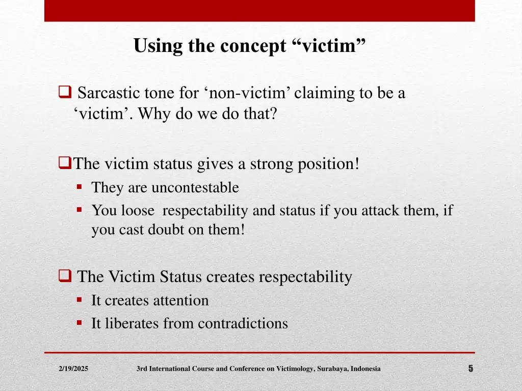 using the concept victim