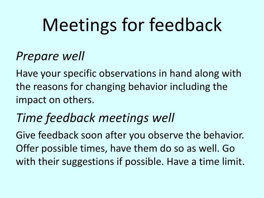 meetings for feedback