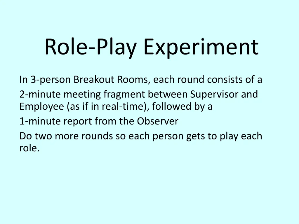role play experiment