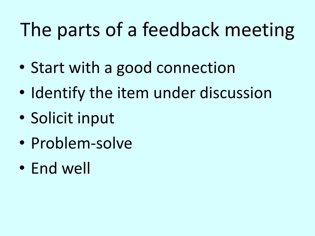 the parts of a feedback meeting