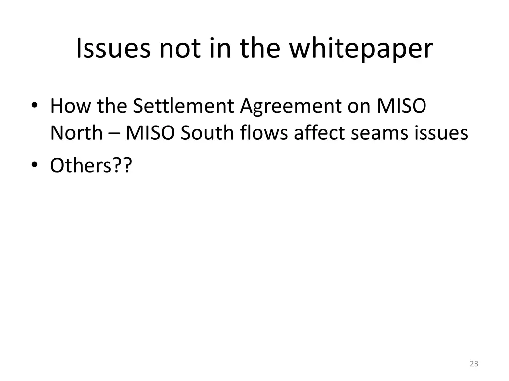 issues not in the whitepaper 1