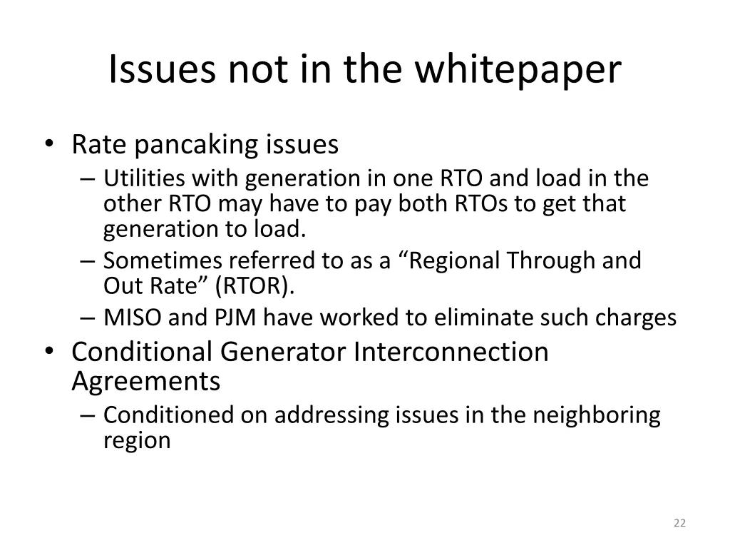 issues not in the whitepaper