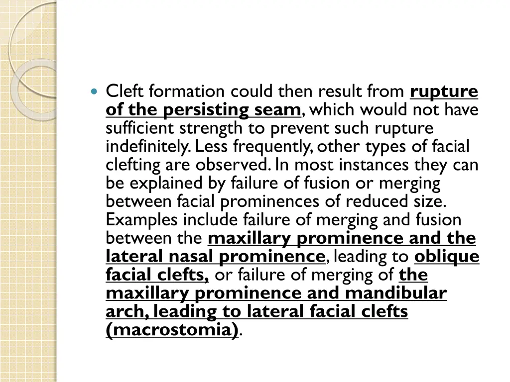 cleft formation could then result from rupture