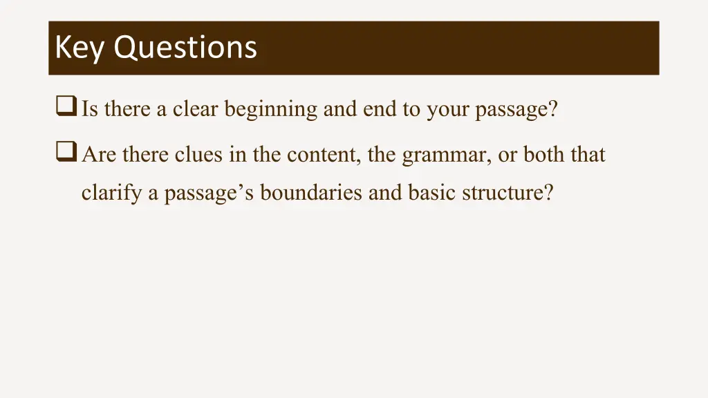 key questions