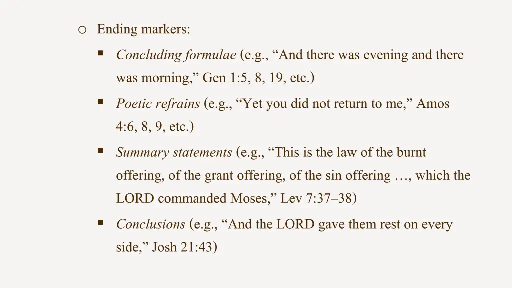 o ending markers concluding formulae