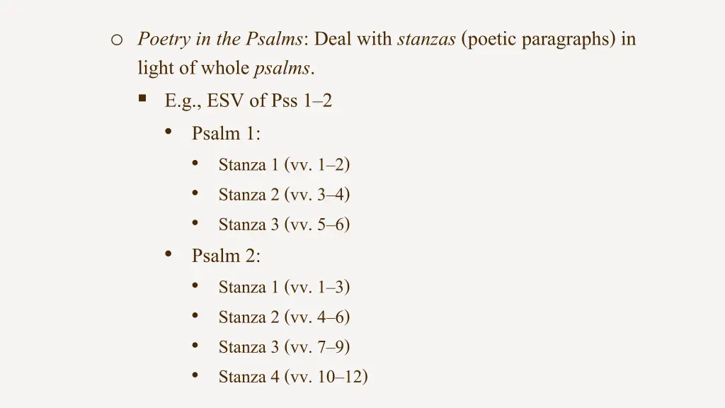 o poetry in the psalms deal with stanzas poetic