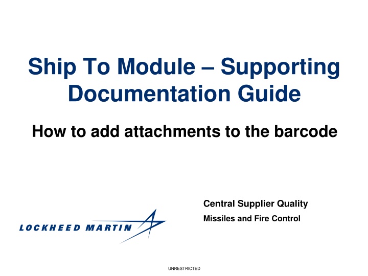 ship to module supporting documentation guide