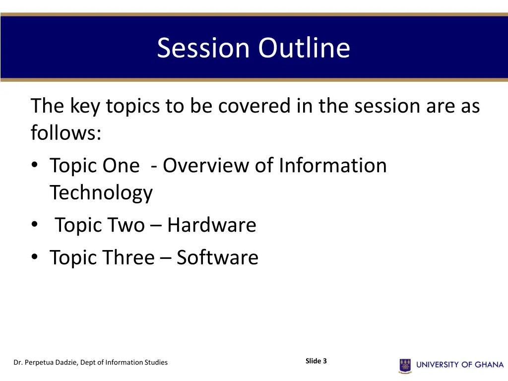 session outline