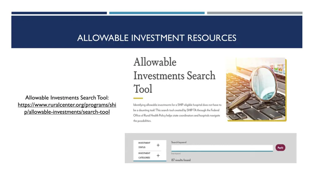 allowable investment resources
