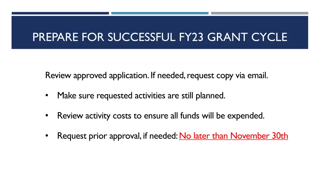 prepare for successful fy23 grant cycle