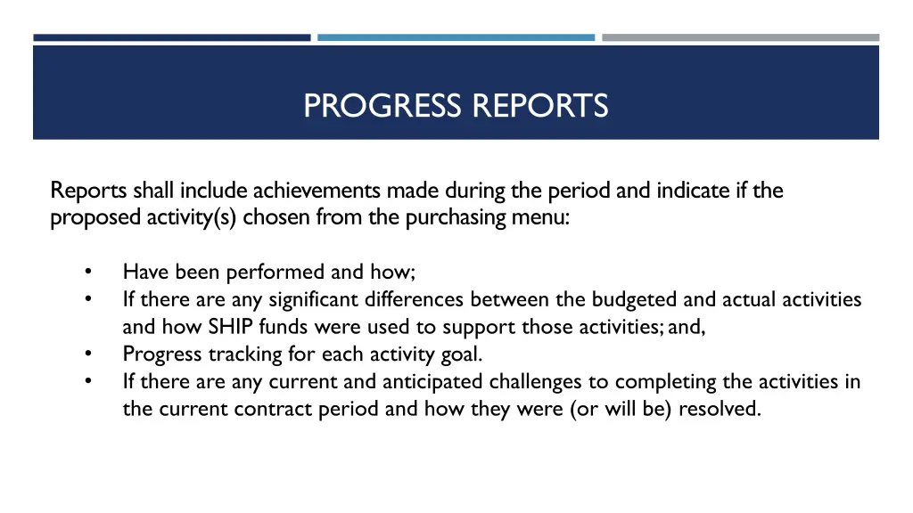 progress reports 1