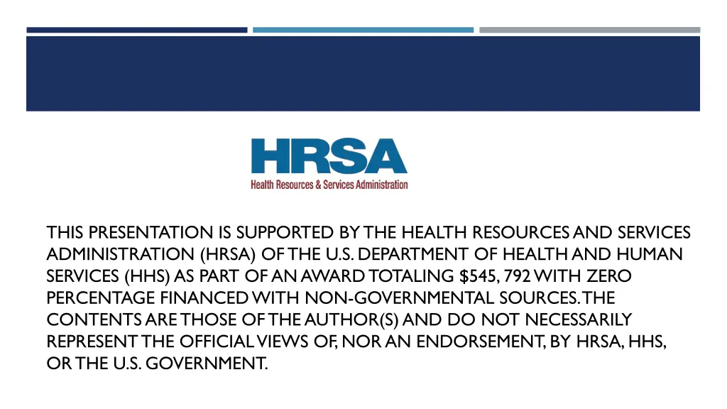 this presentation is supported by the health