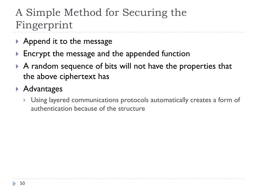 a simple method for securing the fingerprint