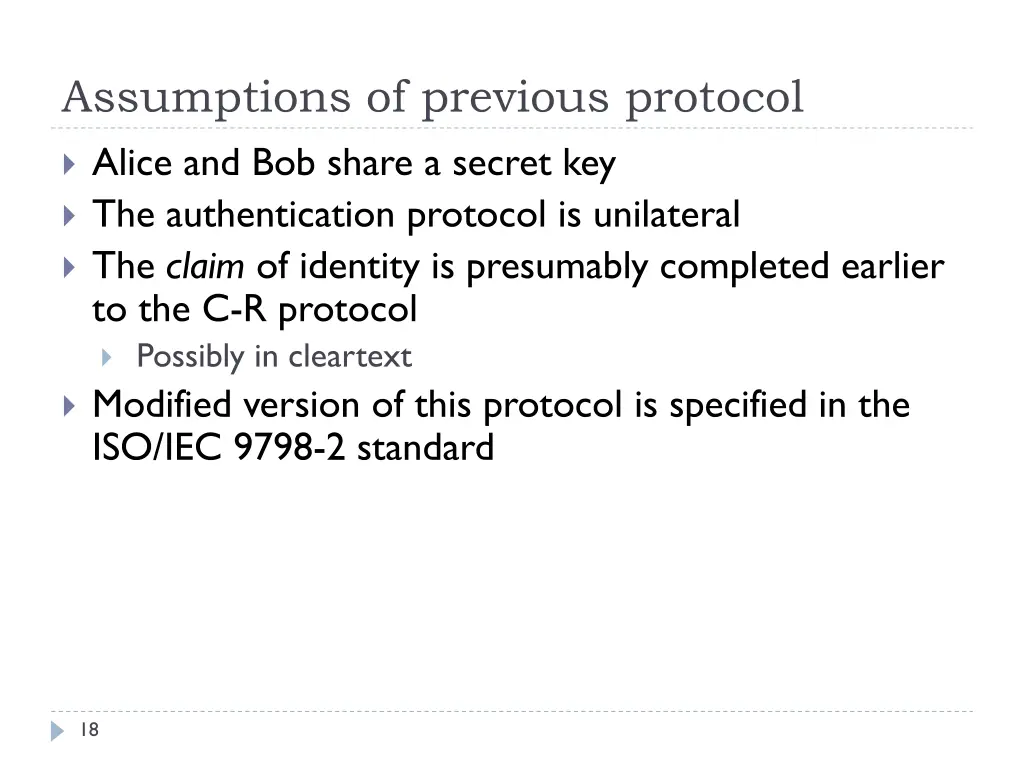 assumptions of previous protocol