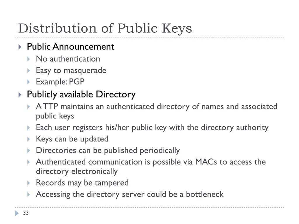 distribution of public keys