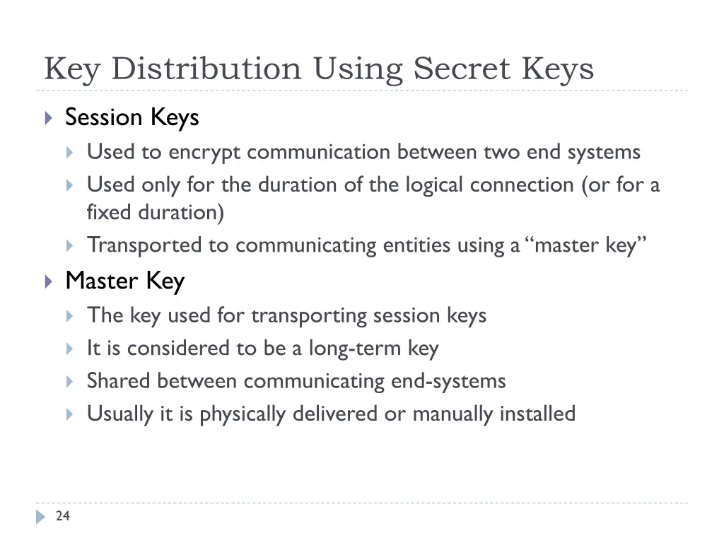 key distribution using secret keys
