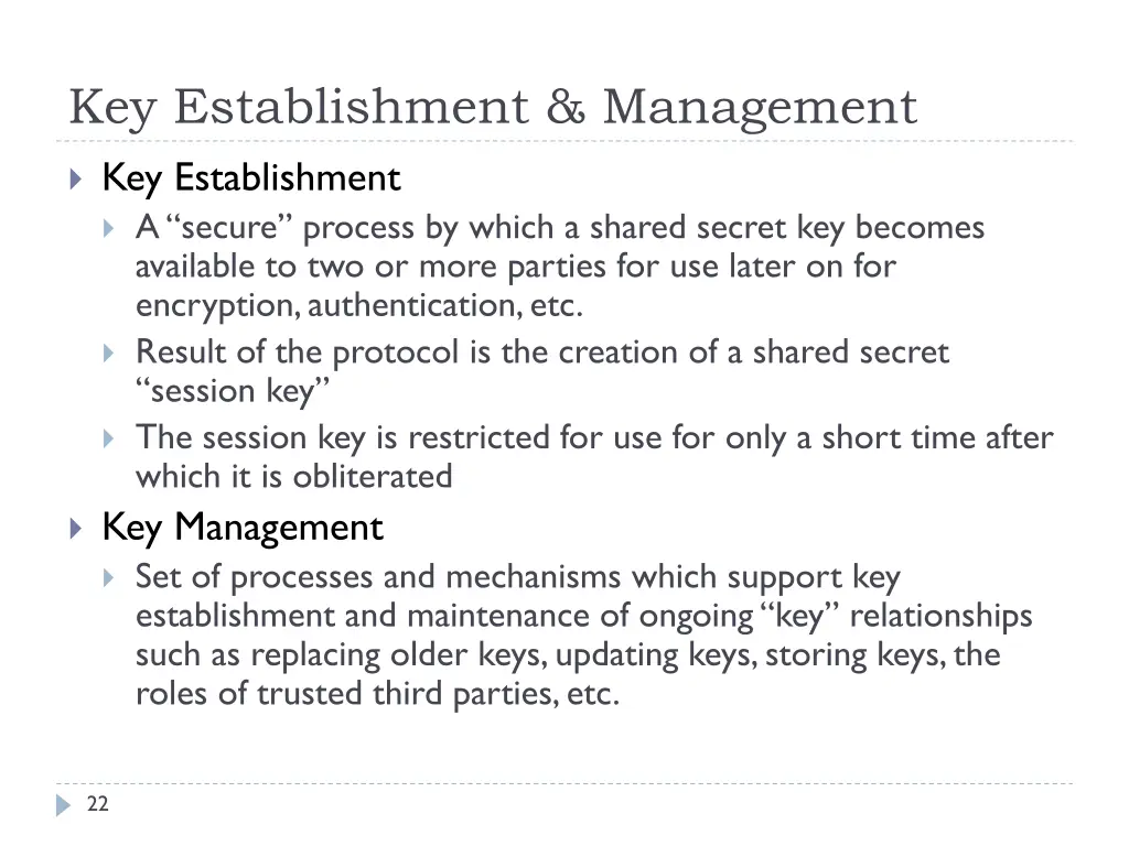 key establishment management