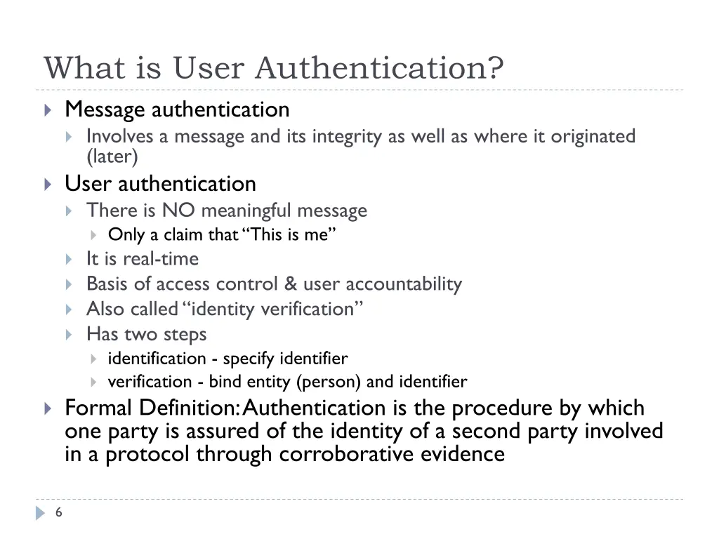 what is user authentication message