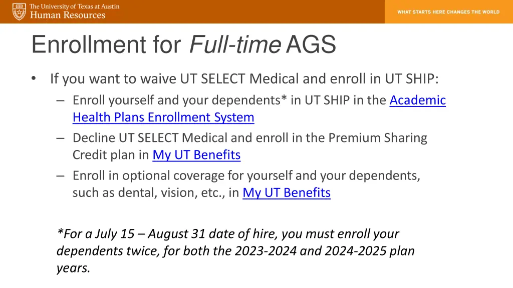 enrollment for full time ags 1