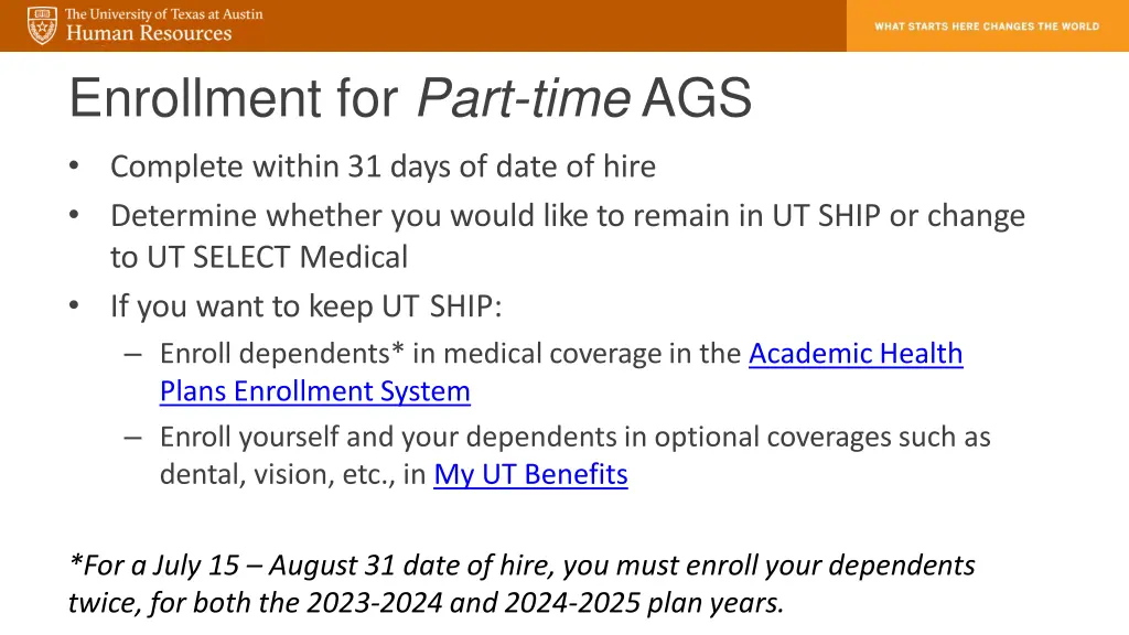 enrollment for part time ags
