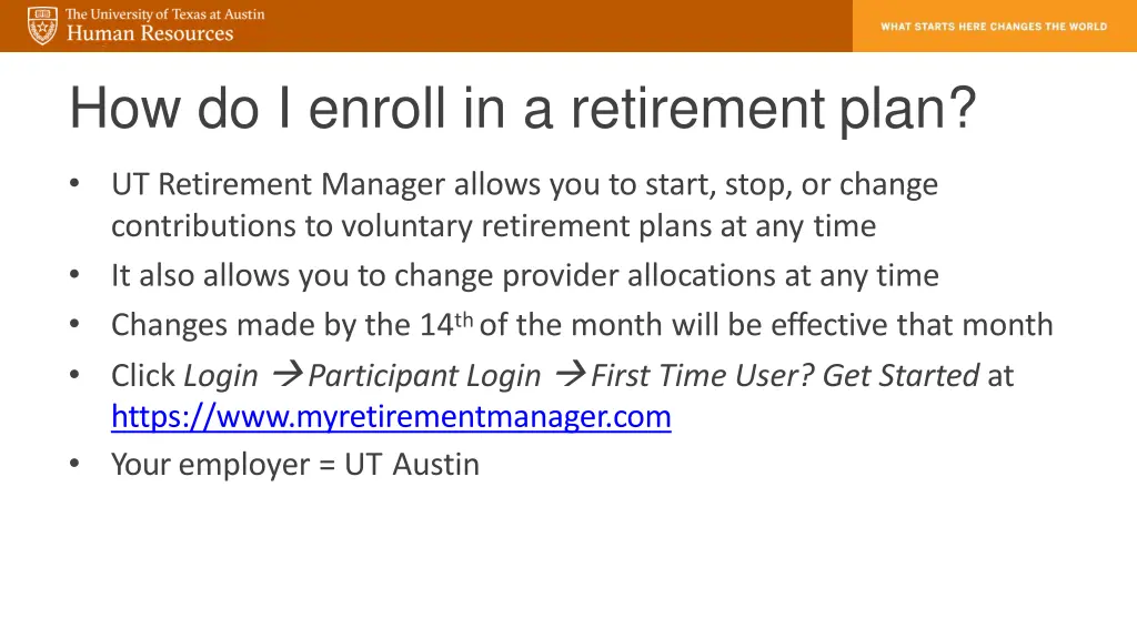 how do i enroll in a retirement plan