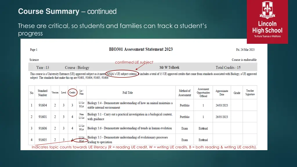 course summary continued