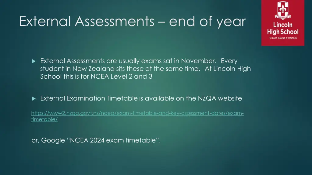 external assessments end of year