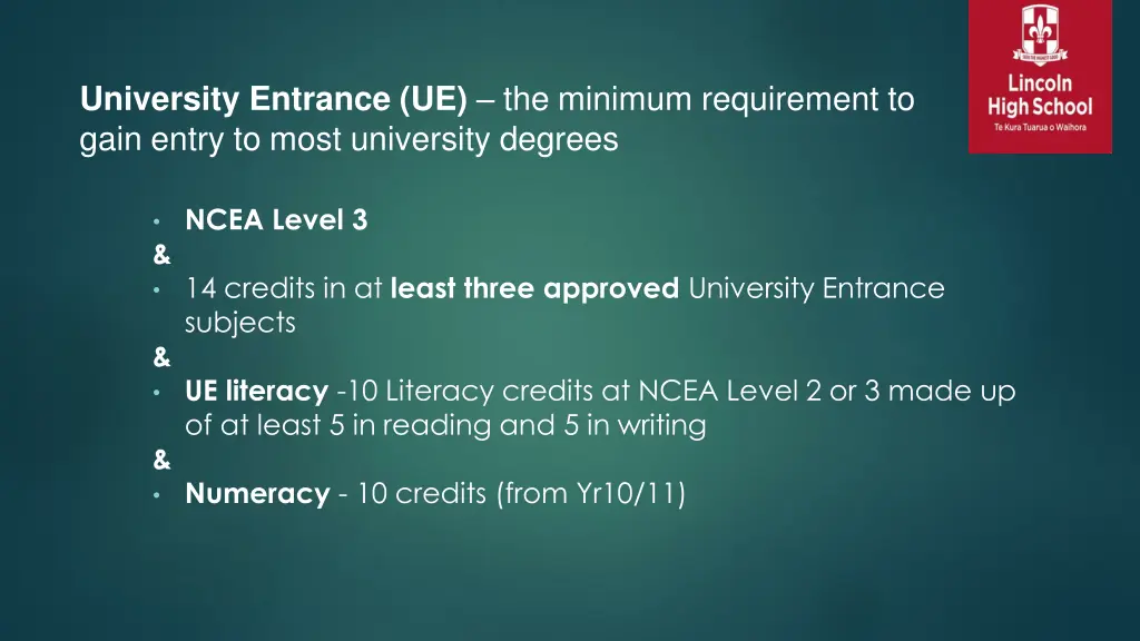 university entrance ue the minimum requirement