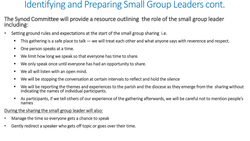 identifying and preparing small group leaders cont