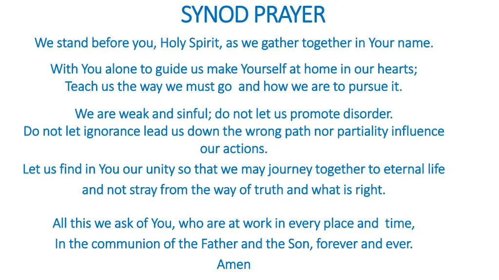 synod prayer synod prayer