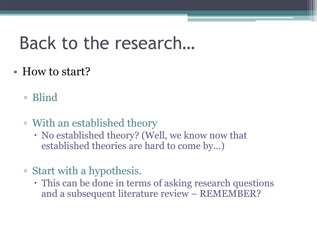 back to the research
