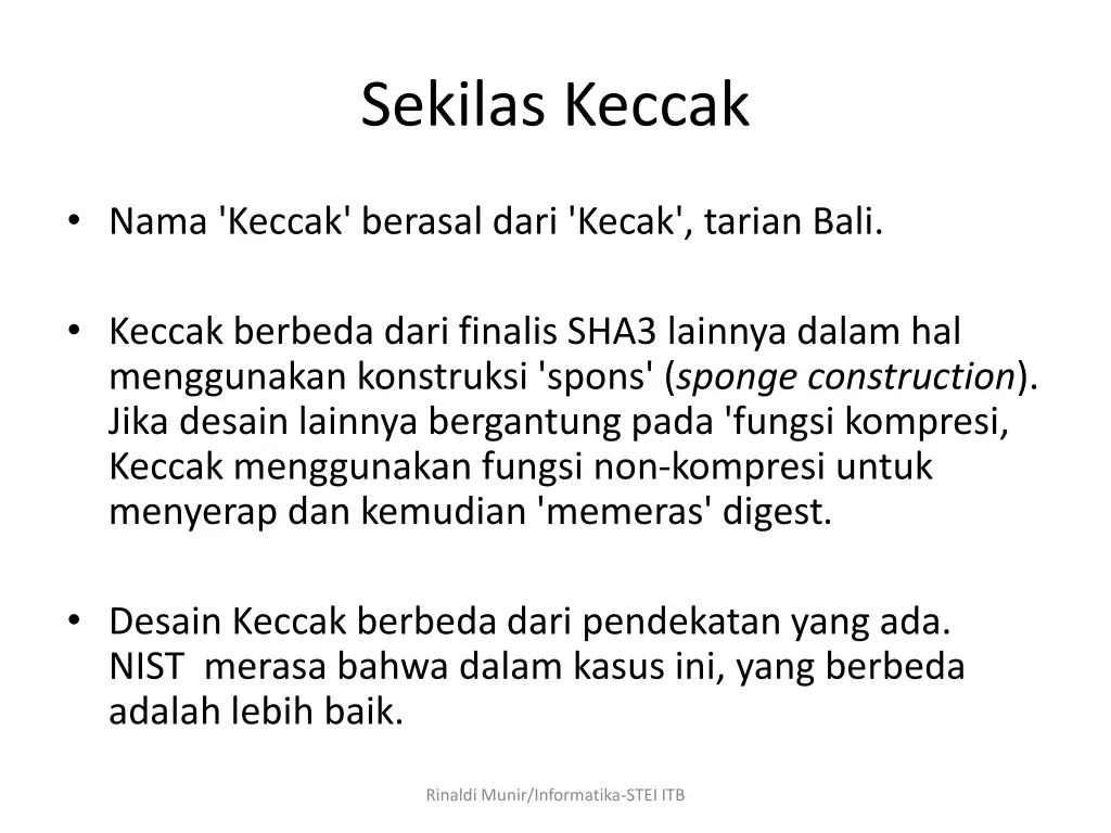 sekilas keccak