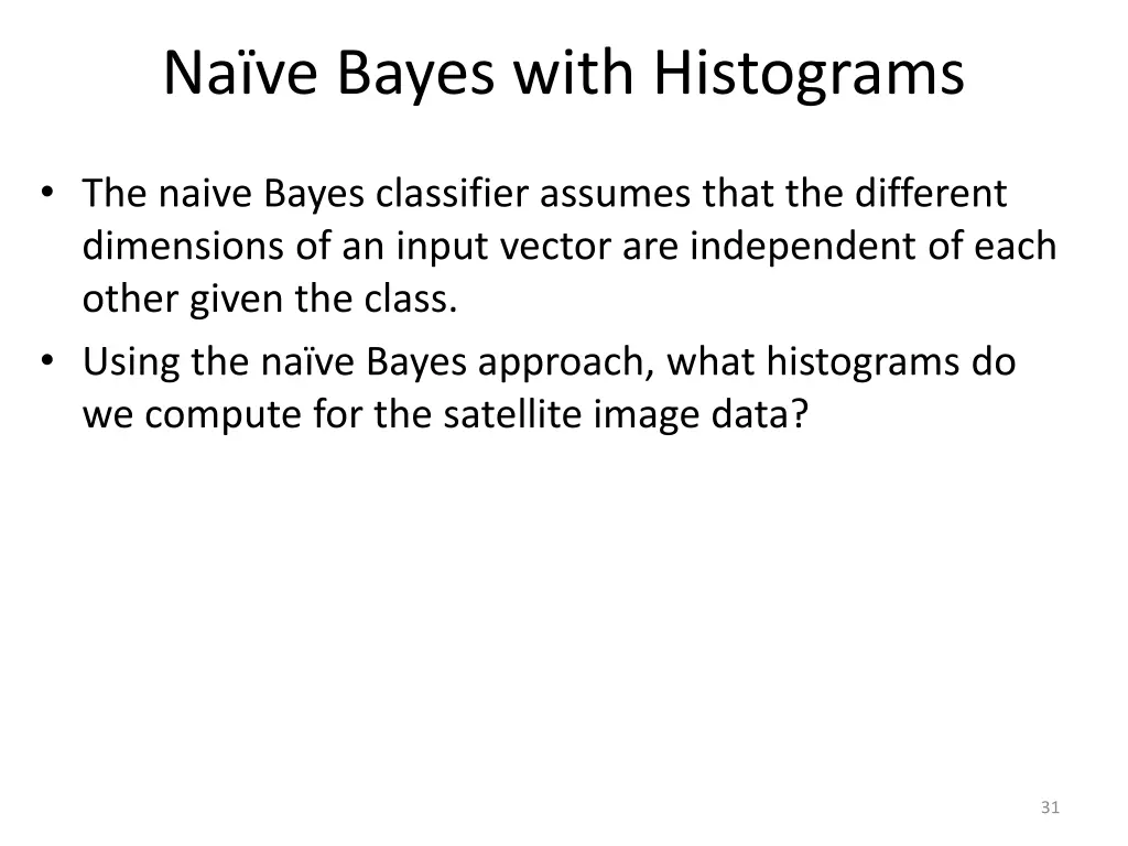 na ve bayes with histograms