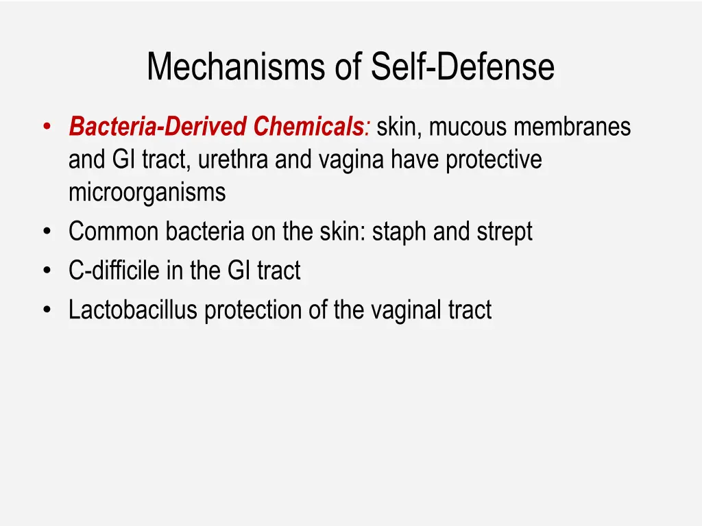 mechanisms of self defense