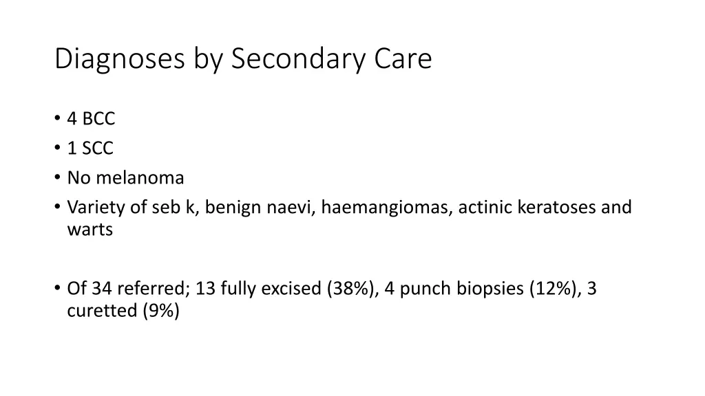 diagnoses by secondary care