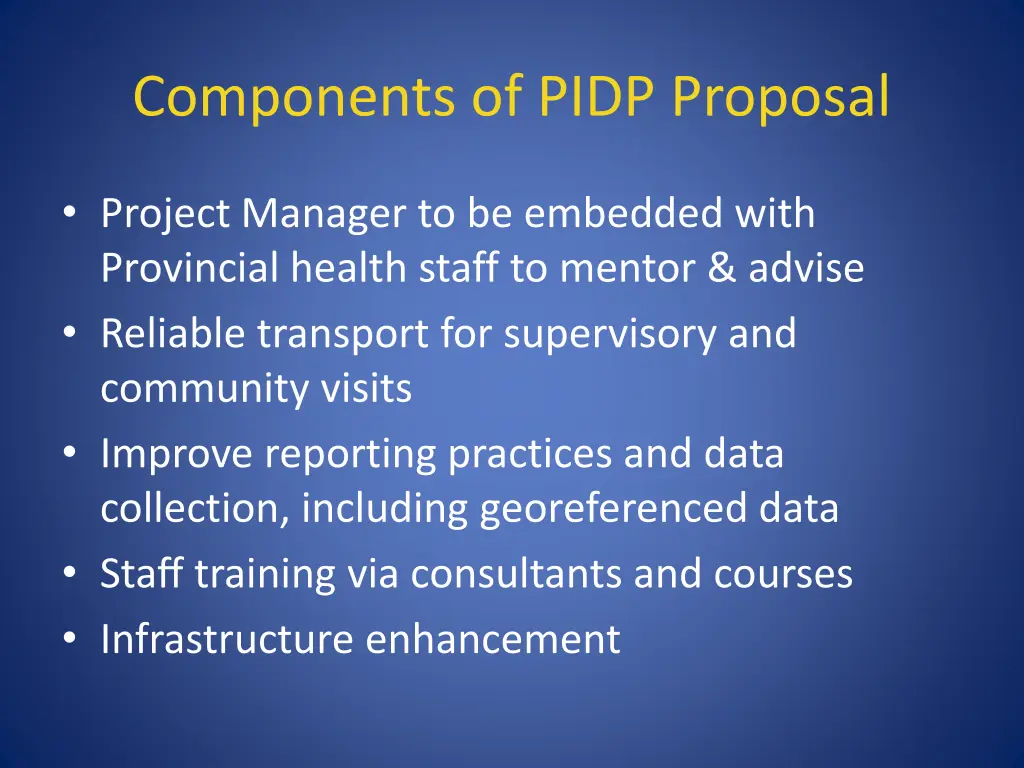 components of pidp proposal