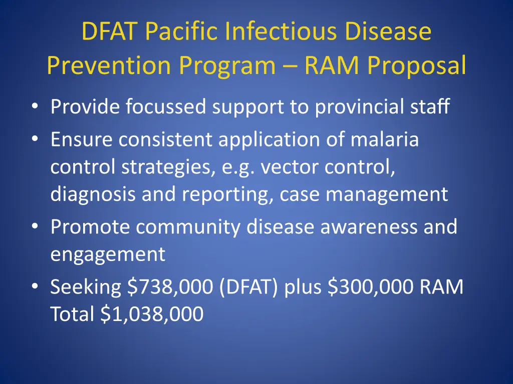 dfat pacific infectious disease prevention
