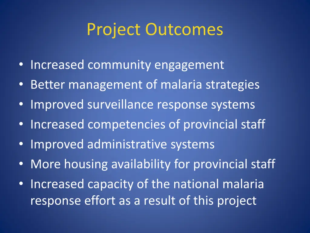 project outcomes