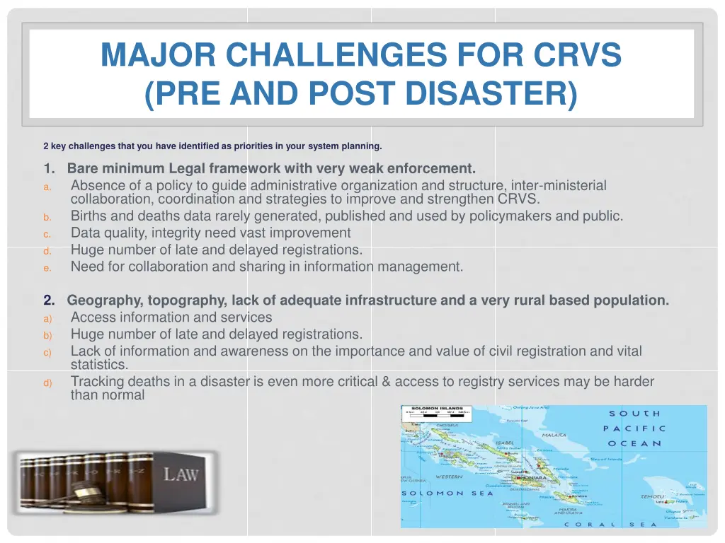 major challenges for crvs pre and post disaster
