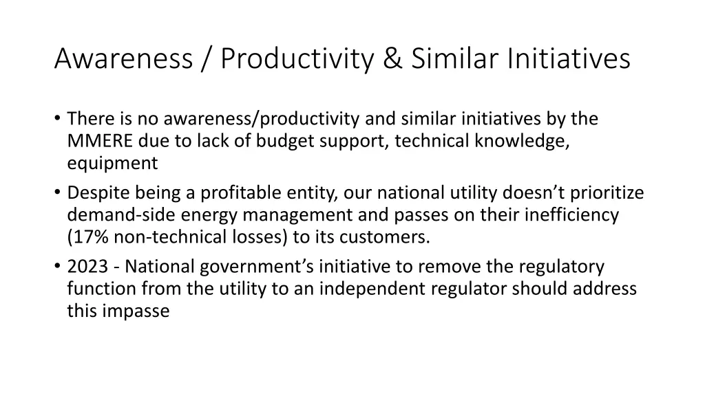 awareness productivity similar initiatives