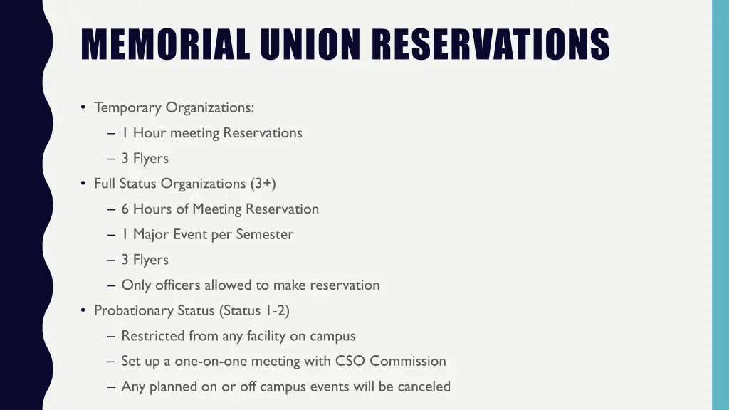 memorial union reservations