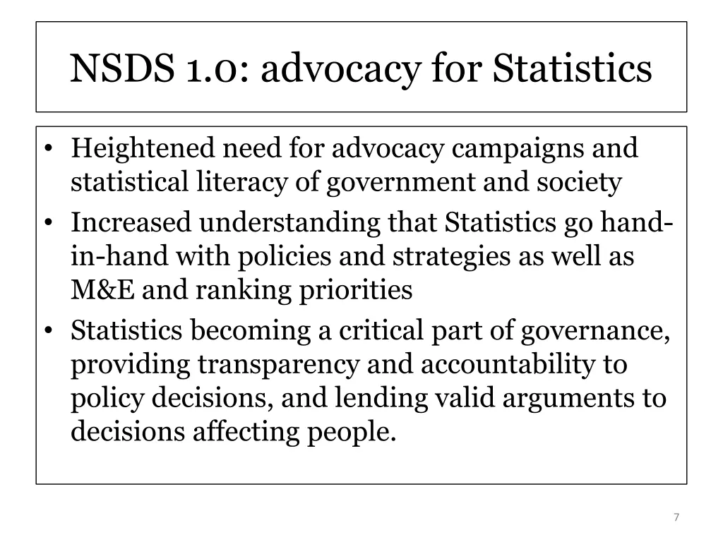 nsds 1 0 advocacy for statistics