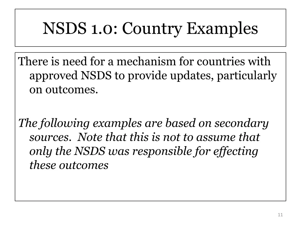nsds 1 0 country examples