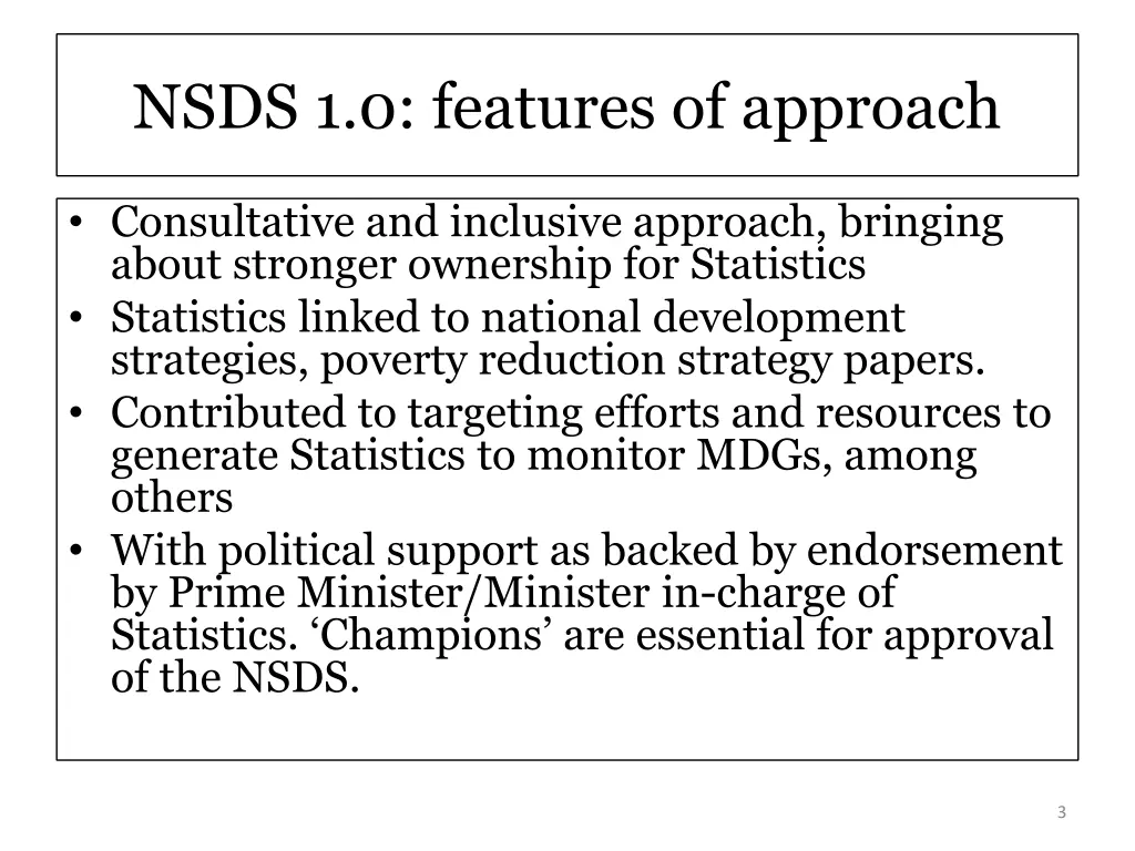 nsds 1 0 features of approach
