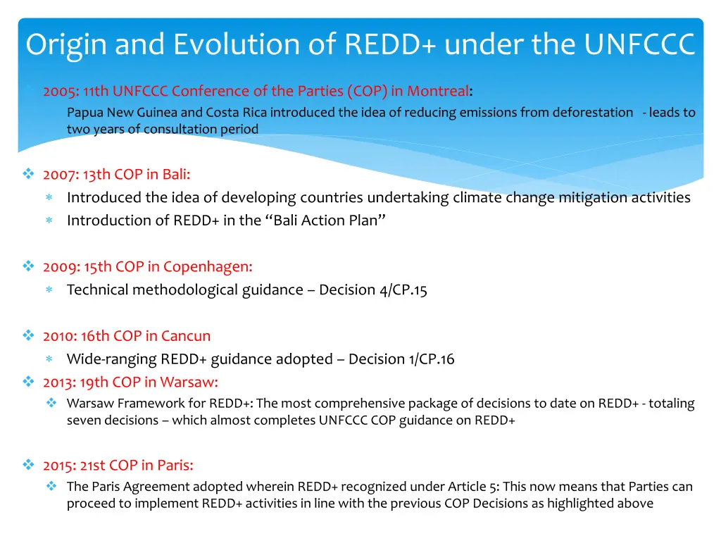 origin and evolution of redd under the unfccc