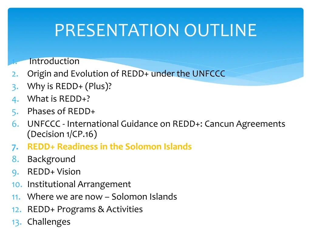 presentation outline