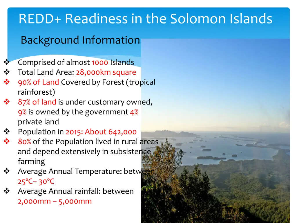 redd readiness in the solomon islands